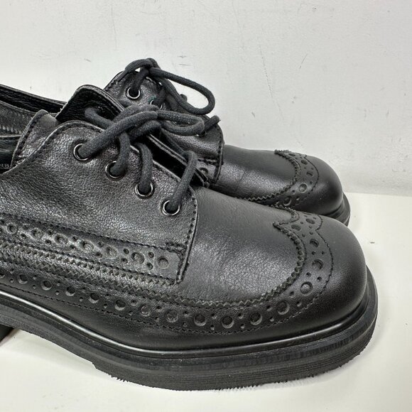 Dr. Martens Black Brogues Made In England Mens Sz 8 Wingtip Chunky Platform Shoe - Picture 4 of 13